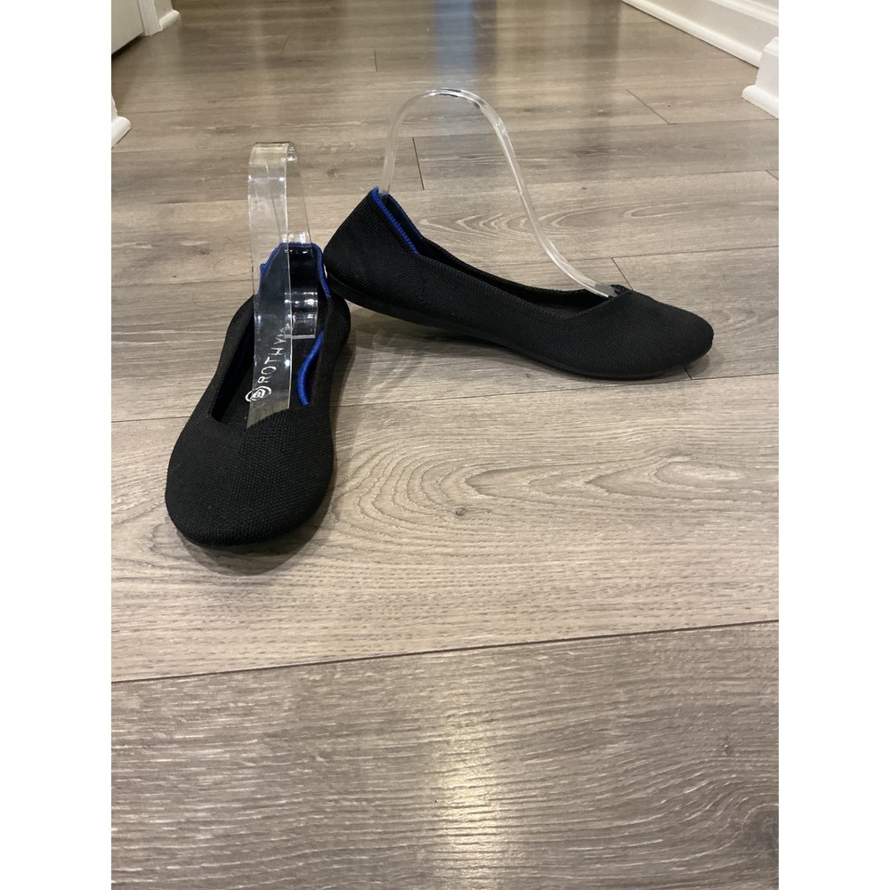 Rothys The Flat US 9 Black‎ Knit Ballet Shoe Halo Slip On Minimalist Office